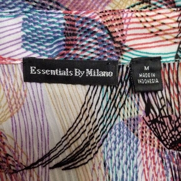Vintage Essentials by Milano Button Down Abstract Blouse Sz M Womens Top - Picture 4 of 5
